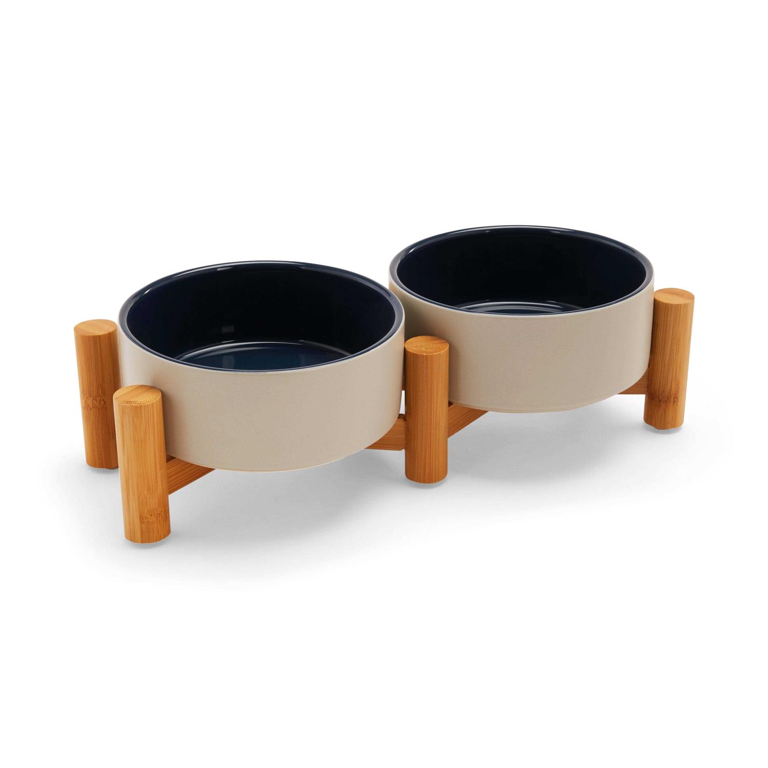 Reddy Ceramic & Bamboo Elevated Dog Double Diner
