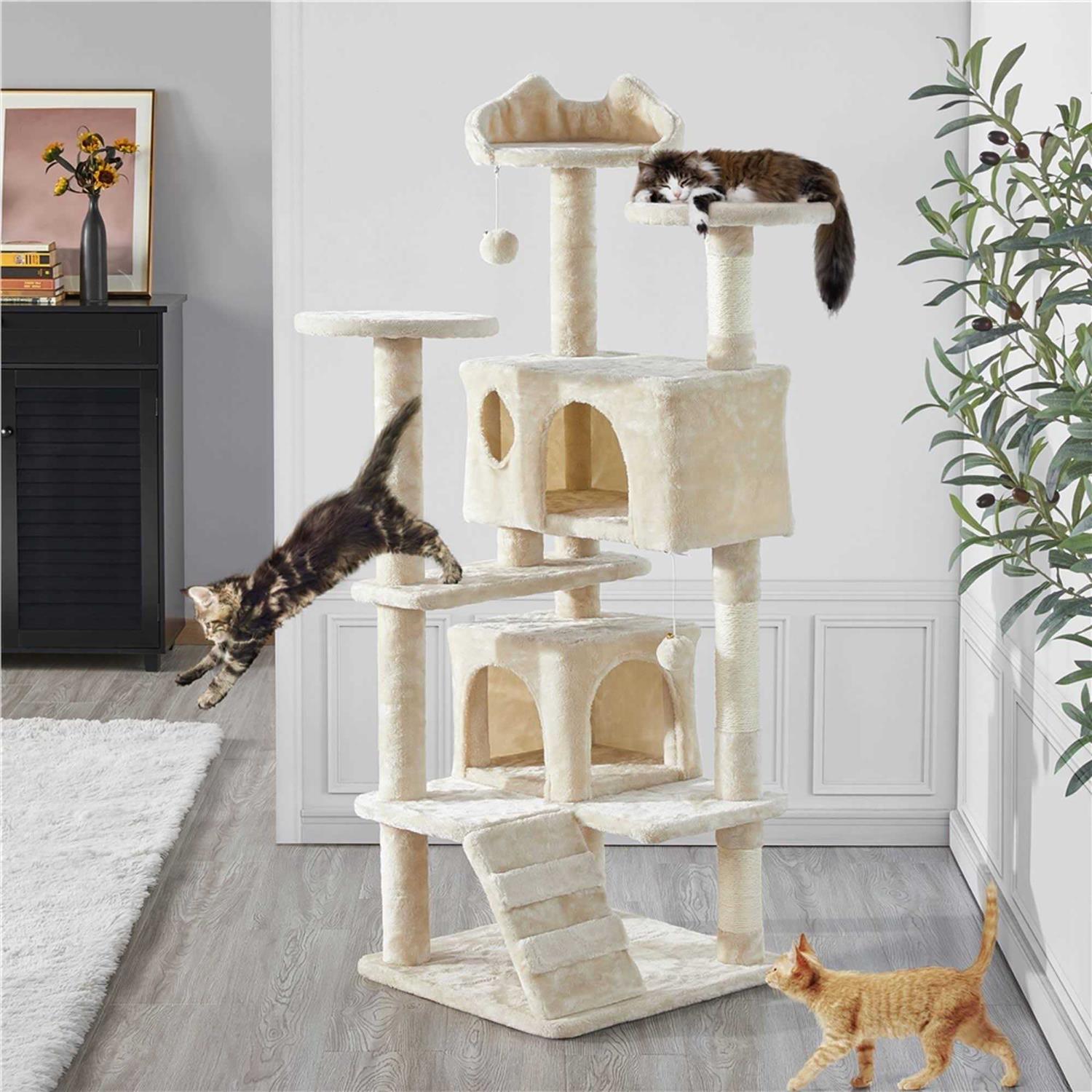 Topeakmart Plush Cat Tree with 2 Condos