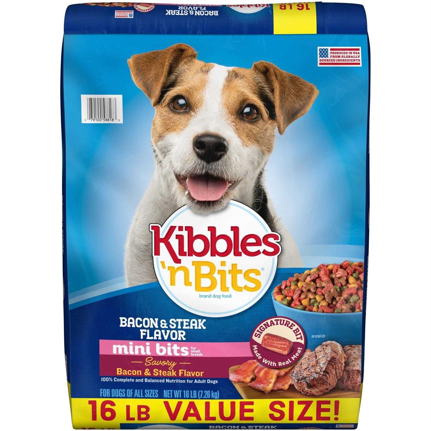 Kibbles n Bits Mini Bits Bacon & Steak Flavor Dry Small Breed Dog Food