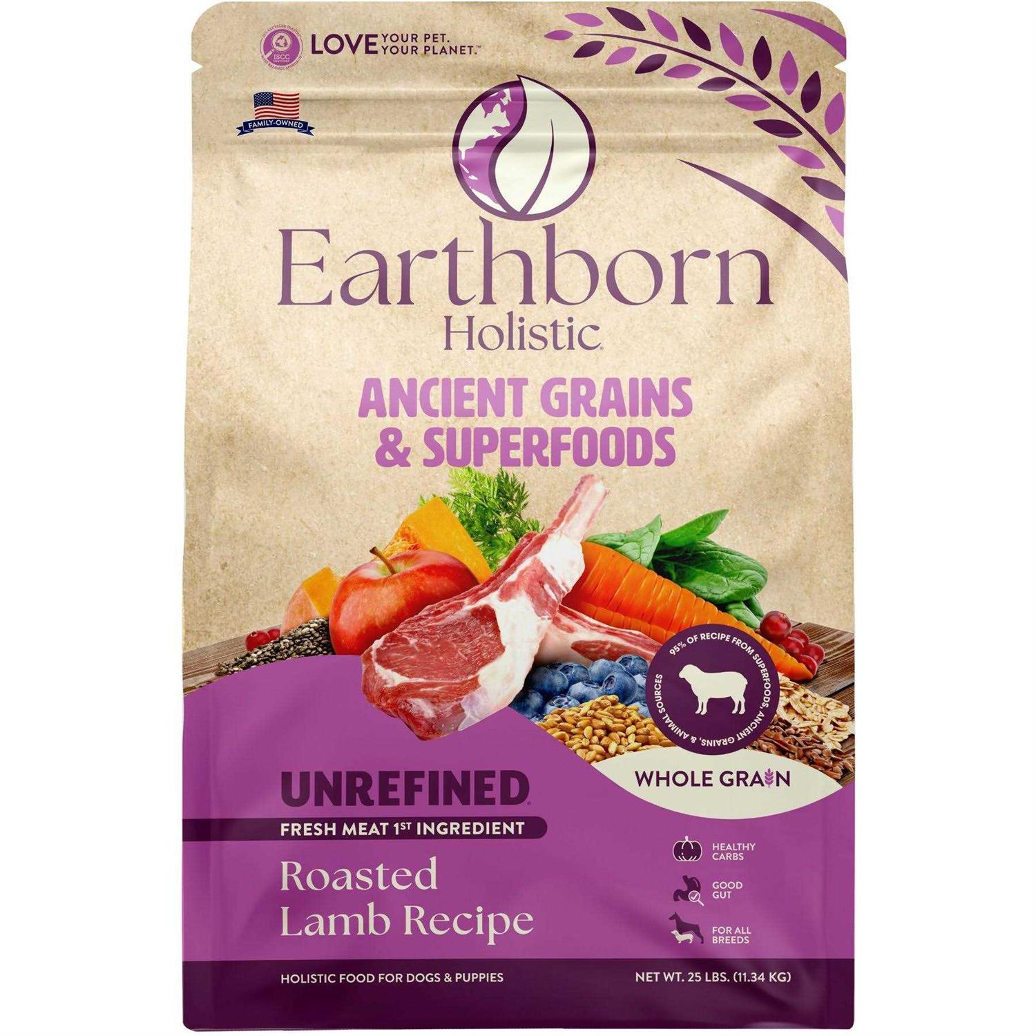 Earthborn Holistic Unrefined Roasted Lamb with Ancient Grains & Superfoods Dry Dog Food
