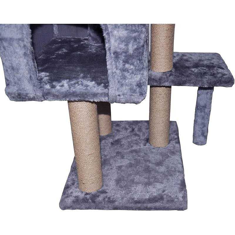 Aiwikide 002G Cat Tree has Scratching Toy with a Ball Activity Centre Cat Tower Furniture Jute-Covered Scratching Posts Grey