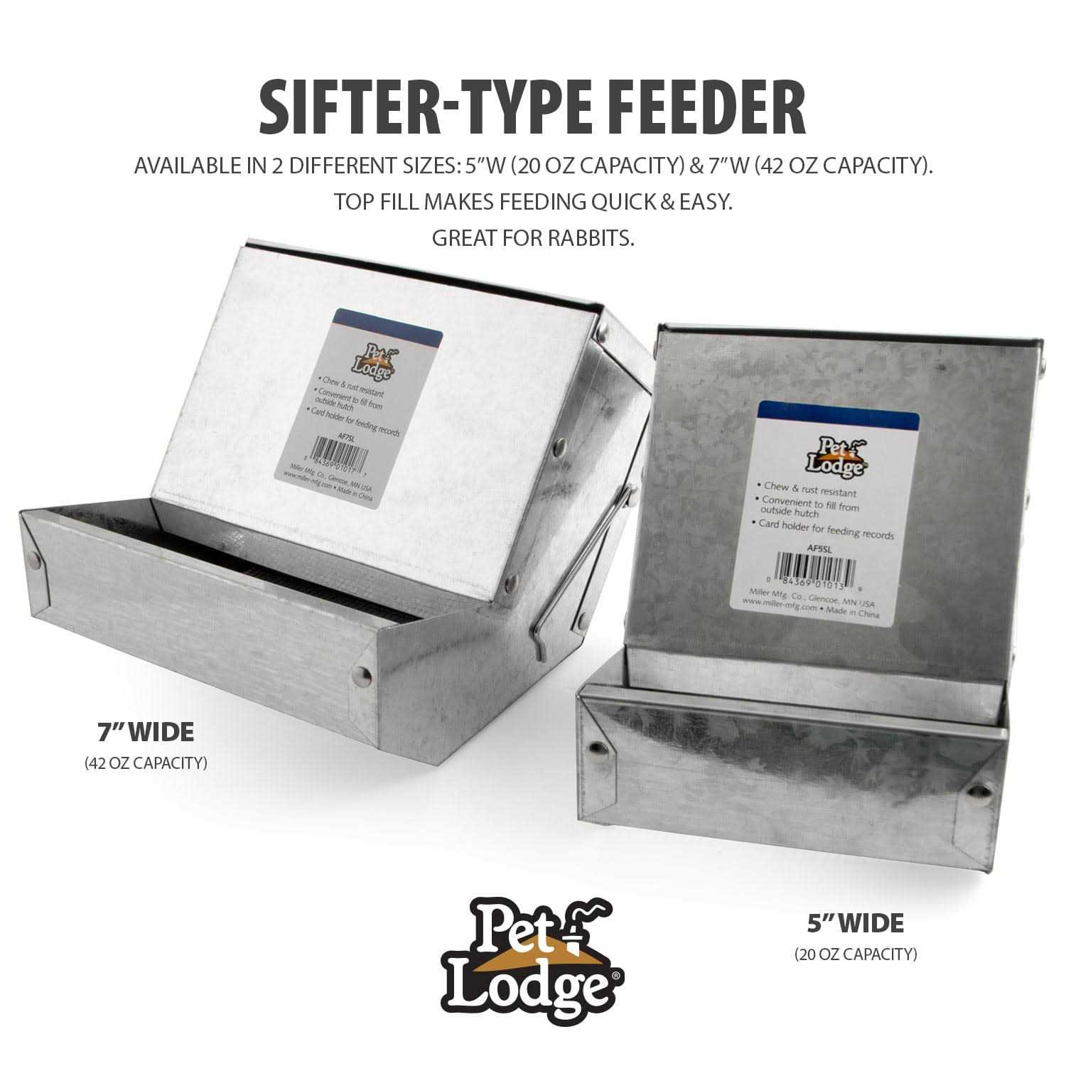 Pet Lodge Feeder with Sifter Bottom & Lid
