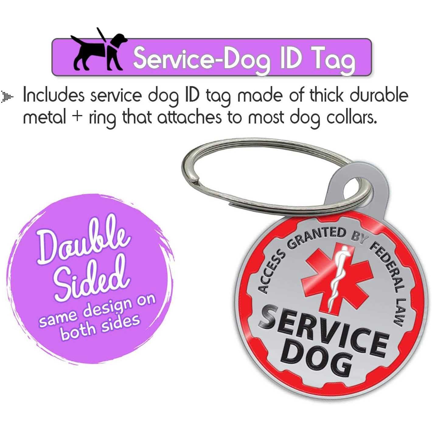 Pelto Service Dog Vest + ID Tag + 50 ADA Information Cards Service Dog Harness w patch in Sizes X Small to XX Large