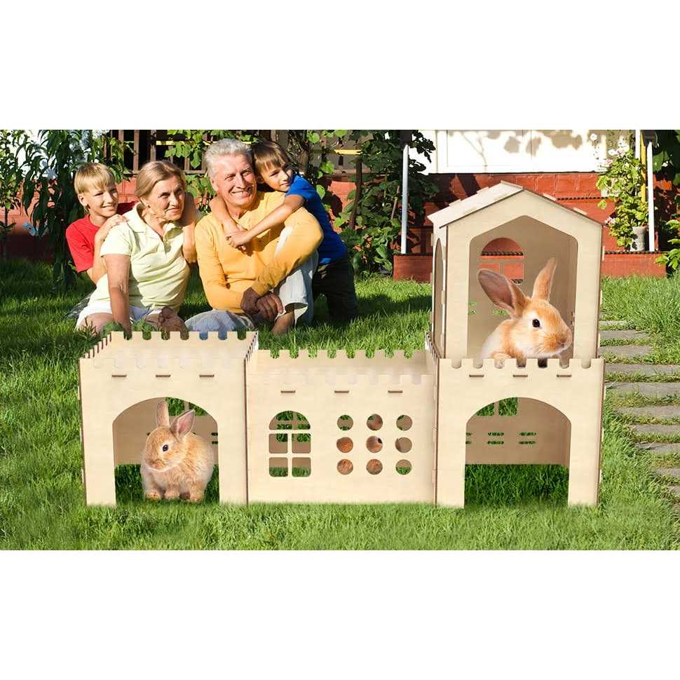 Extra Large Rabbit Hutch, Wooden Rabbit Houses and Hideouts Large Wooden Rabbit Castle Bunny Hideout