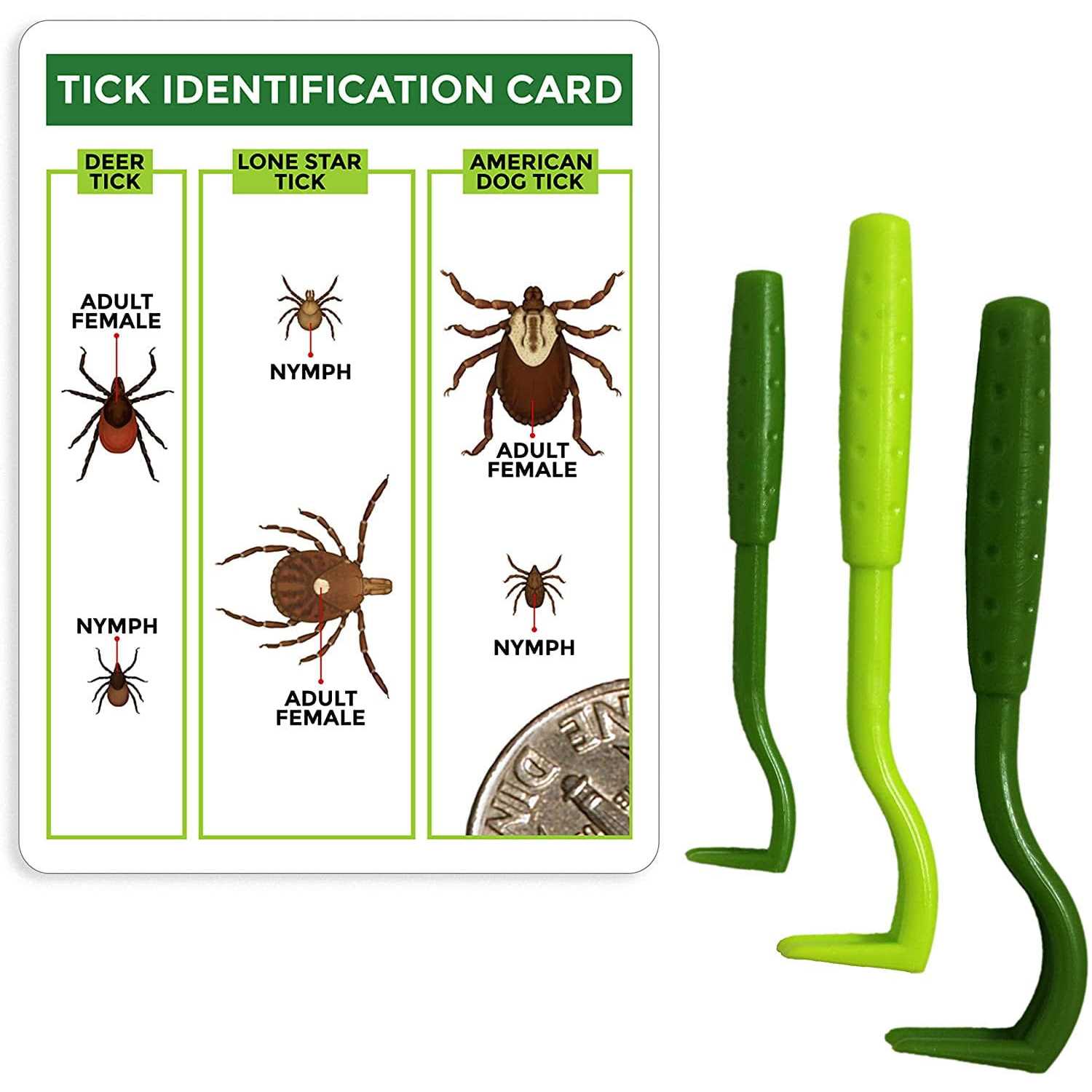 TickCheck Tick Remover Value 3 Pack Tick Remover Tools + Tick Identification Card