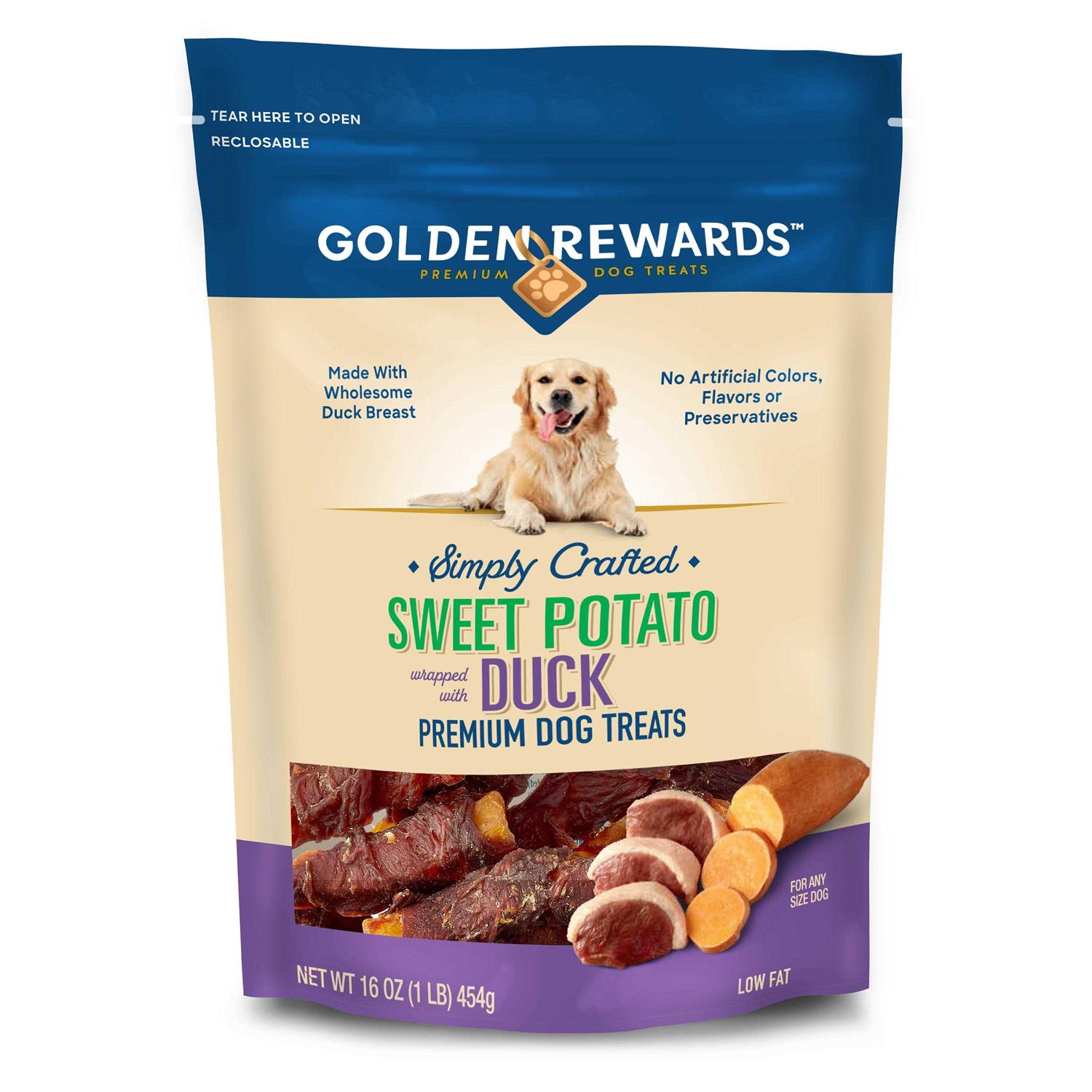 Golden Rewards Sweet Potato Wrapped with Duck Flavor Dry Training Treats for All Dogs