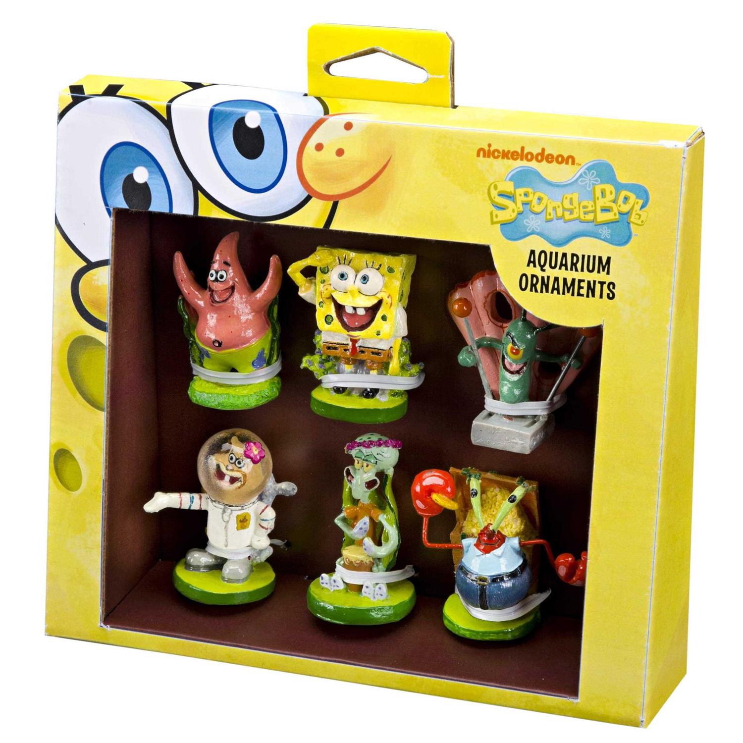 Penn-Plax Officially Licensed Spongebob 6 Piece Mini Aquarium Ornament Set Great for Saltwater and Freshwater Tanks