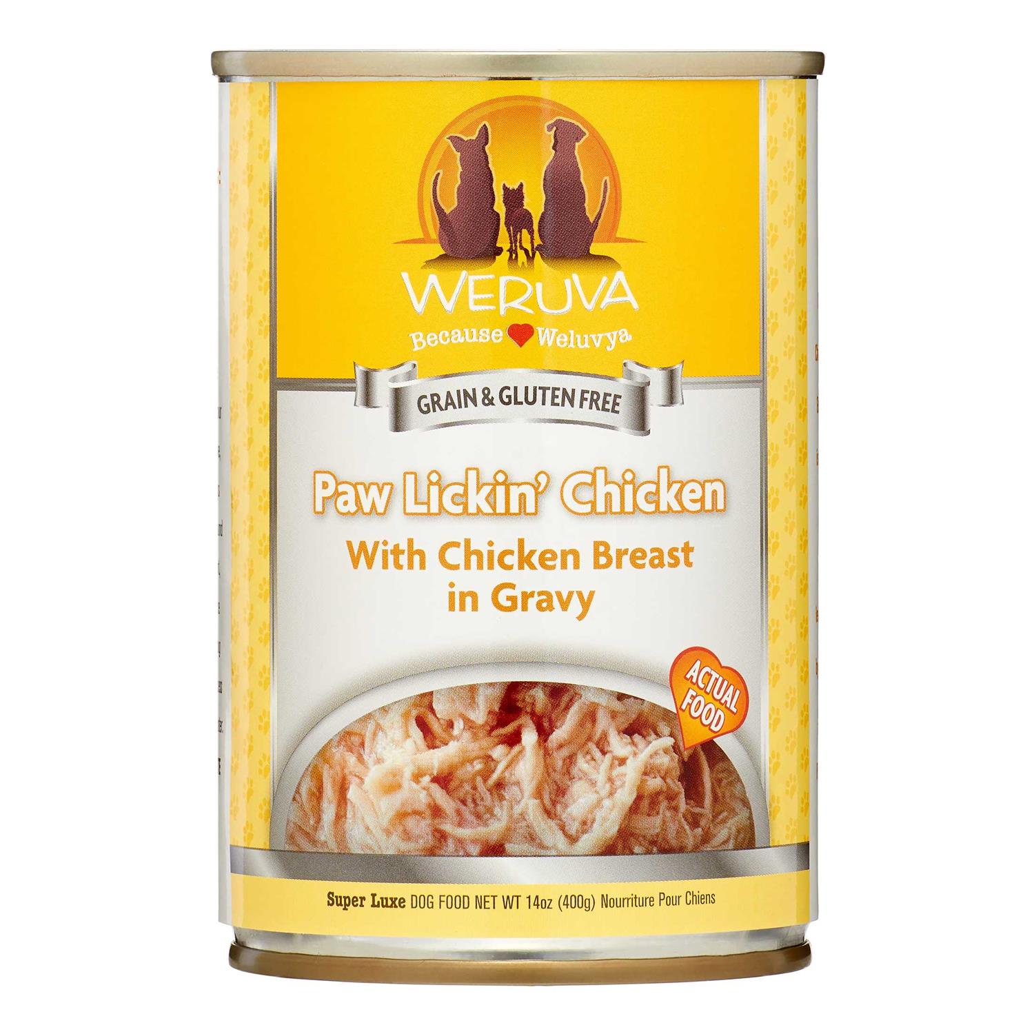 Weruva Paw Lickin’ Chicken in Gravy Canned Dog Food, 14-oz can, 12 ct