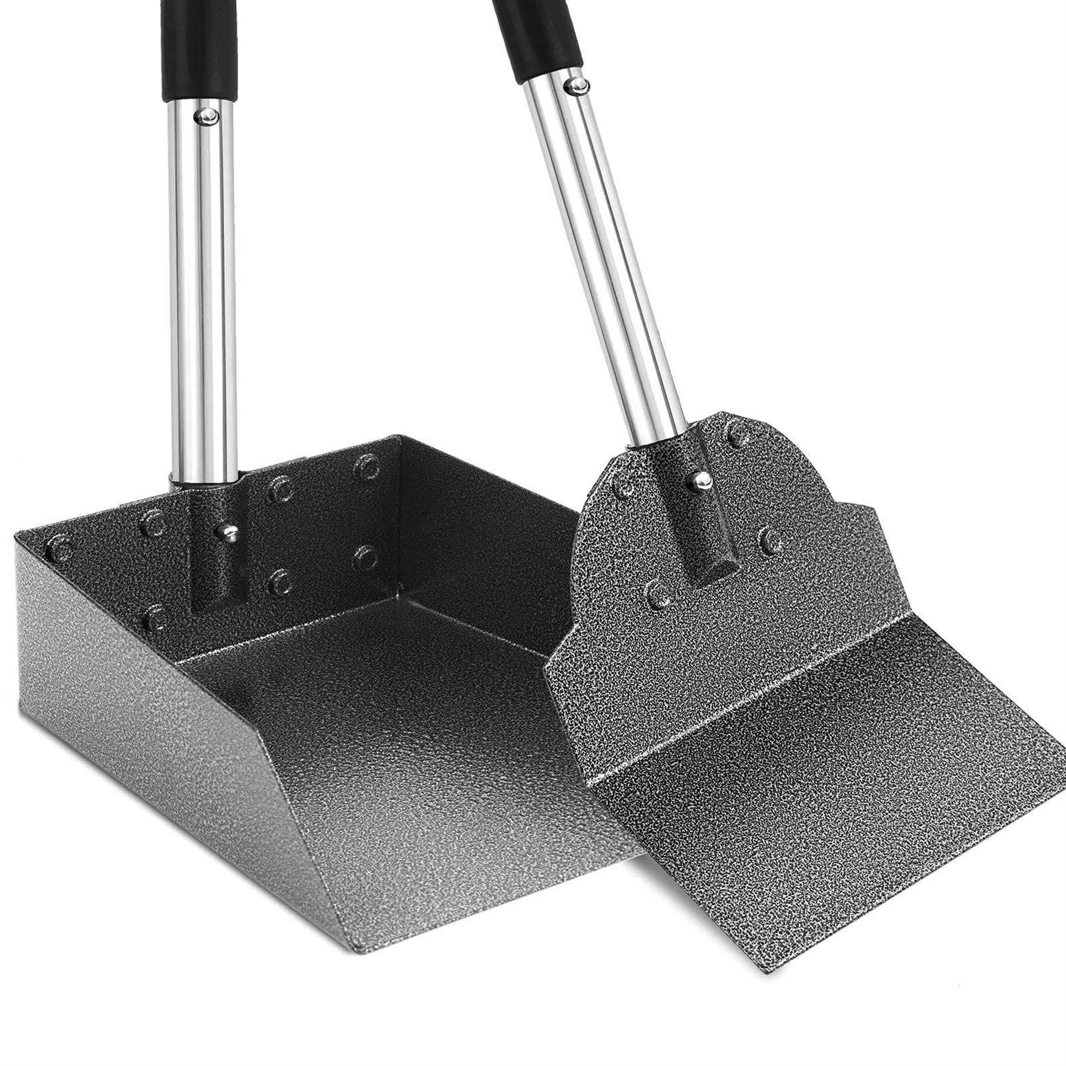 LUFFWELL Dog Pooper Scooper for Large Dogs, Metal Aluminum Tray and Spade Poop Scoop Set with Adjustable Stainless Steel Long Handle