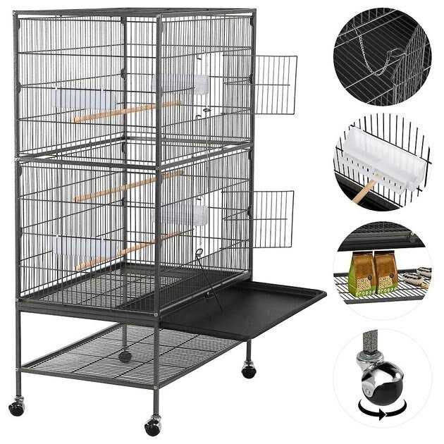 Yaheetech Large Bird Rolling Cage & Storage Shelf