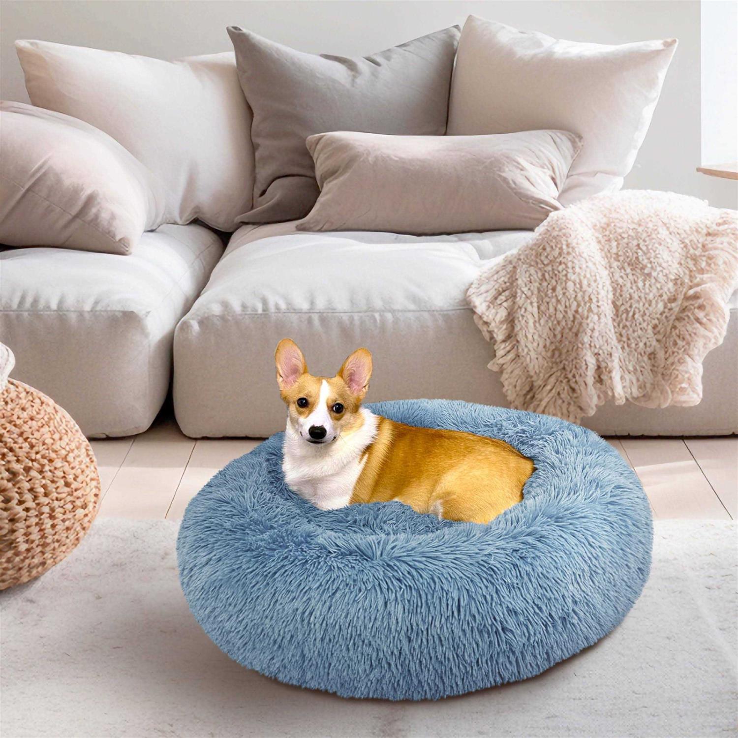 PetAmi Calming Dog Bed for Puppy Cat Kitten Round Washable Pet Bed
