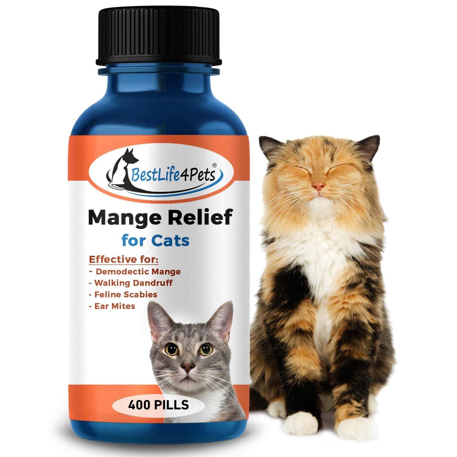 BestLife4Pets Demodectic Mange and Scabies Relief for Cats Ear Mites & Itch Relief Supplements for Cat Itching Relief
