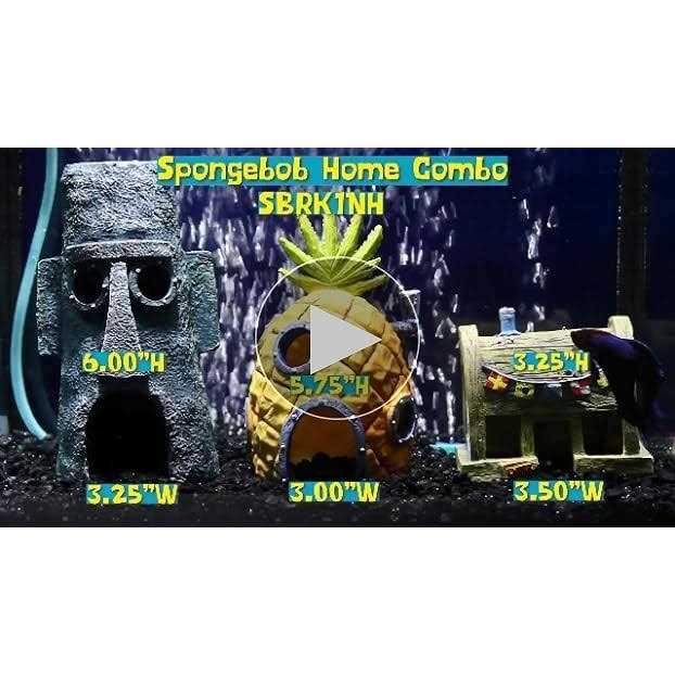 Penn-Plax Officially Licensed SpongeBob SquarePants Home Combo Fish Ornanment