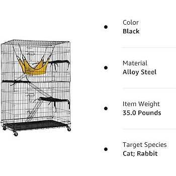 BestPet Cat Cage Crate Kennel 48 inches Cat Playpen with Free Hammock 3 Cat Bed 2 Front Doors 2 Ramp Ladders Perching Shelves