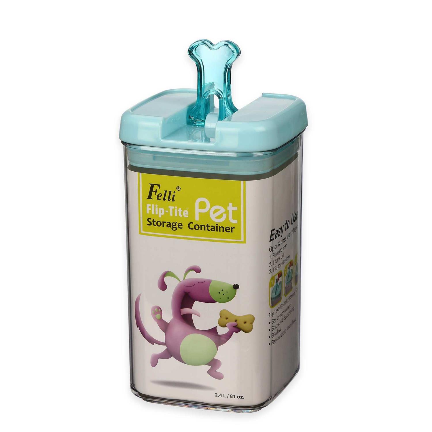 Flip-Tite Bone Square Pet Food Storage canister in Clear