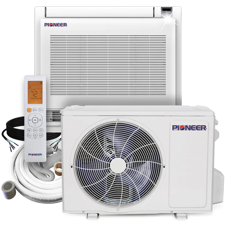 Pioneer® 12,000 BTU 21.5 SEER Floor Console Mini-Split Air Conditioner Heat Pump System with 10 ft. Line Sets, FYB012GMFILCAD-10