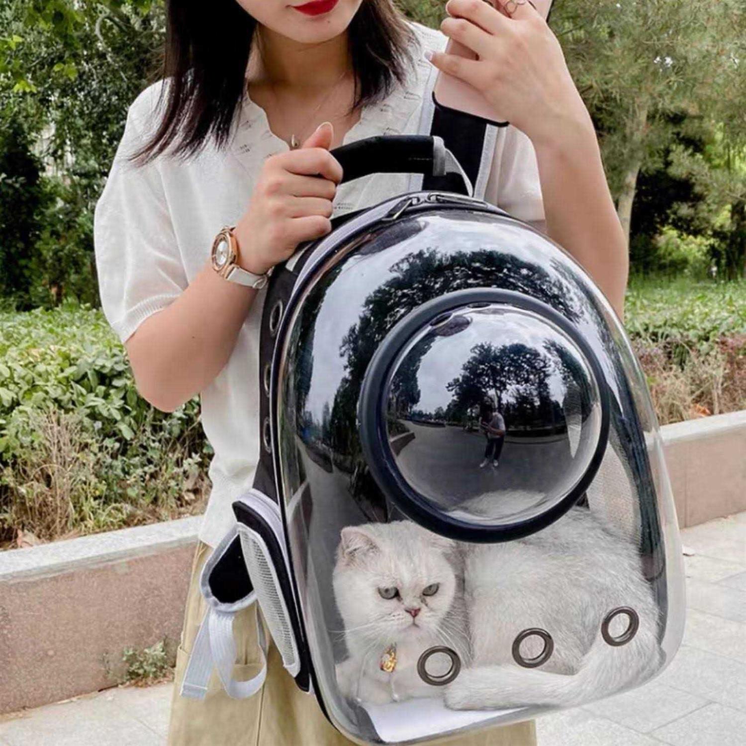 Floofi Space Capsule Backpack Dog Cat Pet Travel Carrier Grey