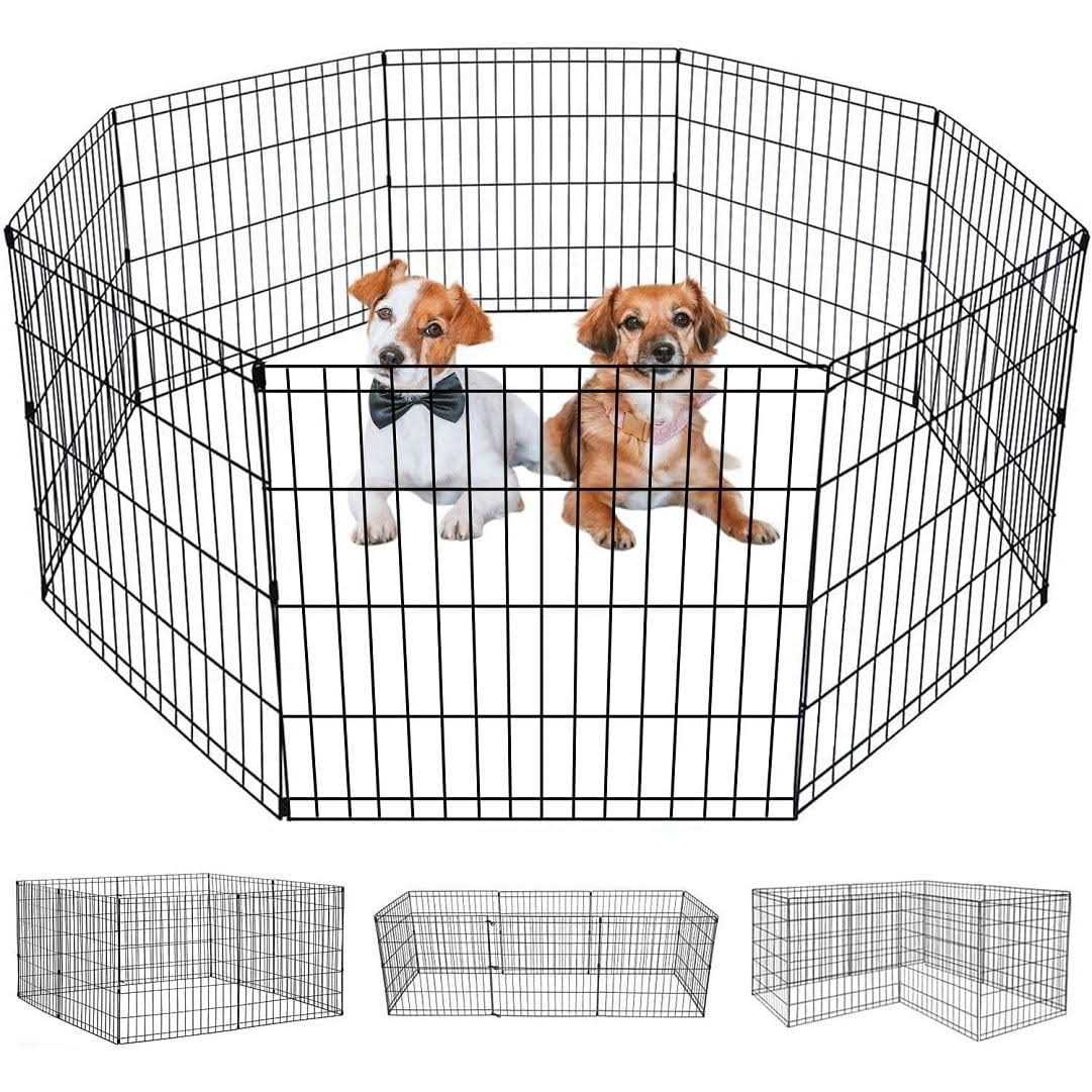 Yrllensdan 48/42/36/30/24 inch Dog Pen for Outside 8 Panel Exercise Fences Pet Playpen with Door Puppy Crate Fence Pet Gate Play Yard Large Dog