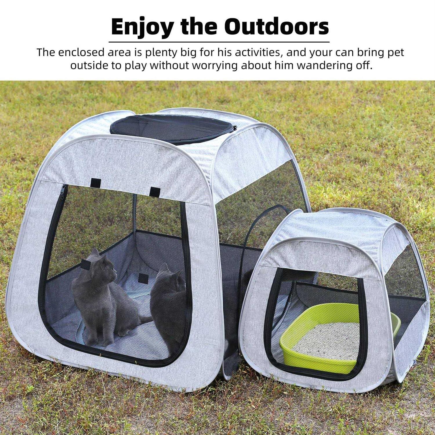 Tenrai Portable Cat Playpen, Trapezoidal Design for Better Standing, Foldable Pet Tent for Indoor and Outdoor Use of Kitten and Puppy