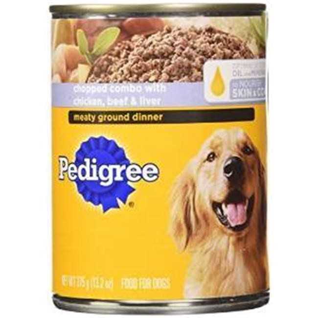 Pedigree Chopped Ground Dinner with Chicken, Beef & Liver Adult Canned Wet Dog Food, 13.2-oz, case of 12