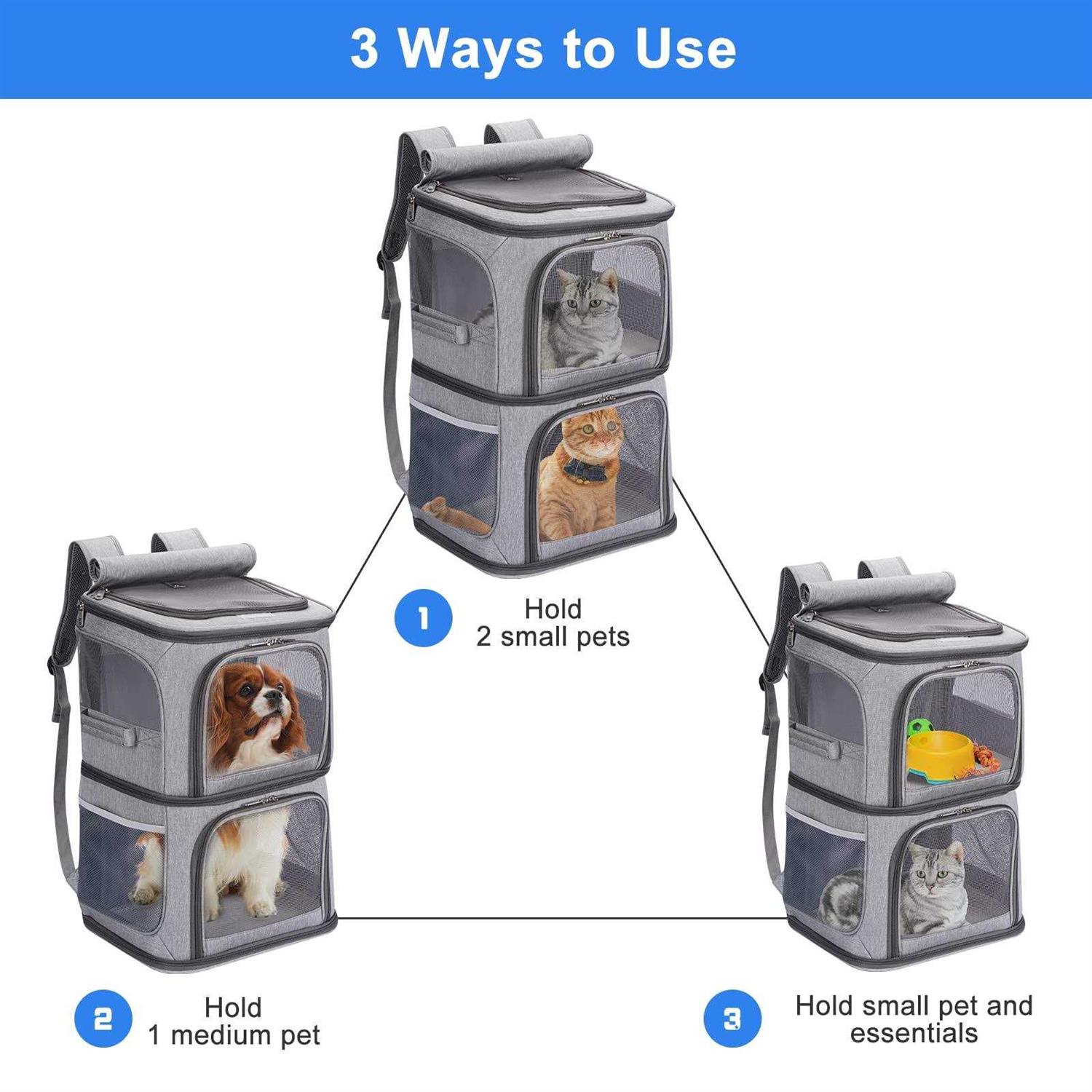 VOISTINO 2-in-1 Double Pet carrier Backpack for Small cats and Dogs