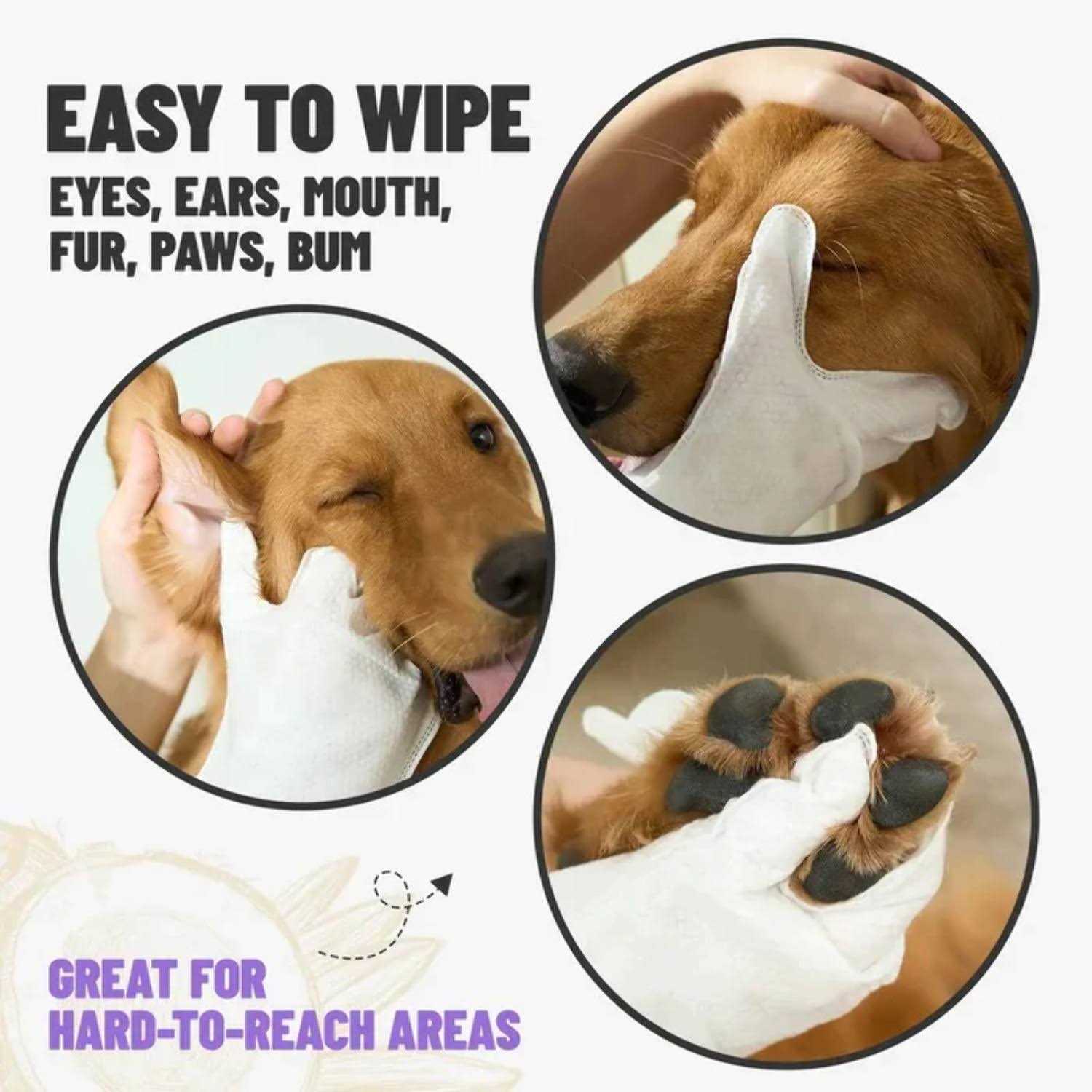 HICC Pet Deodorizing Pet Glove Wipes 20 pc