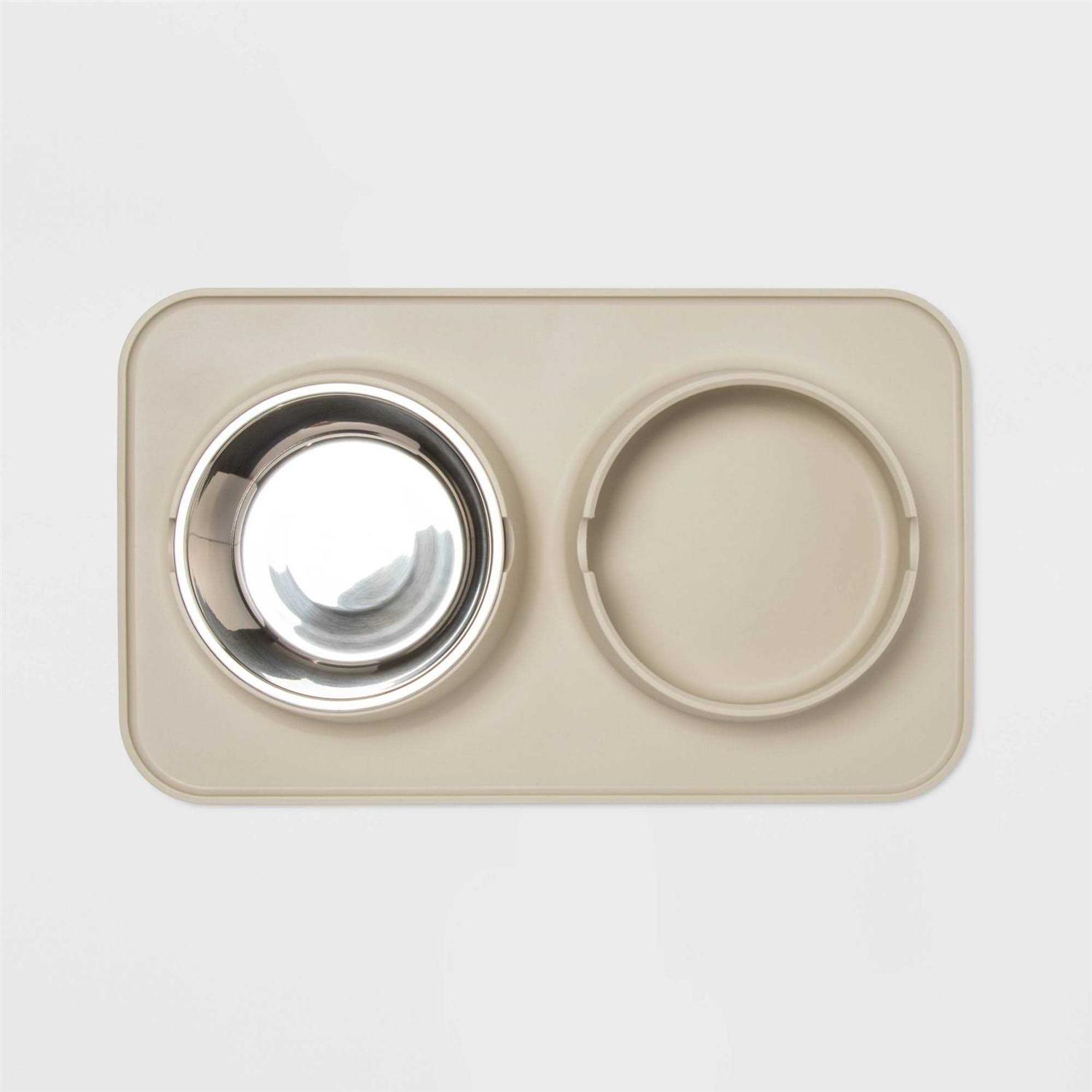 Boots & Barkley Silicone Pet Mat + Stainless Steel Double Diner