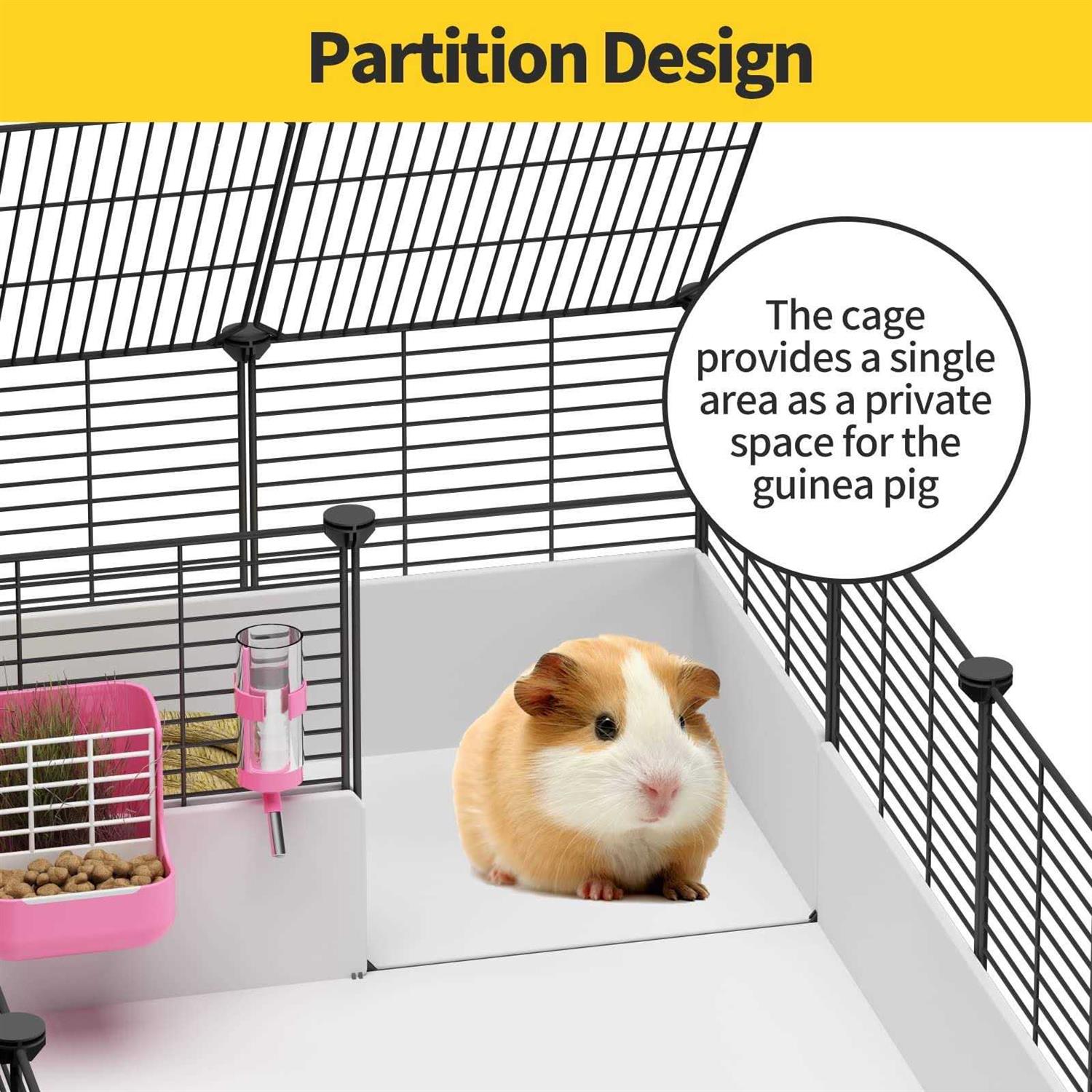 Eiiel Guinea Pig Cage,Indoor Habitat Cage with Waterproof Plastic Bottom,Playpen for Small Pet Bunny