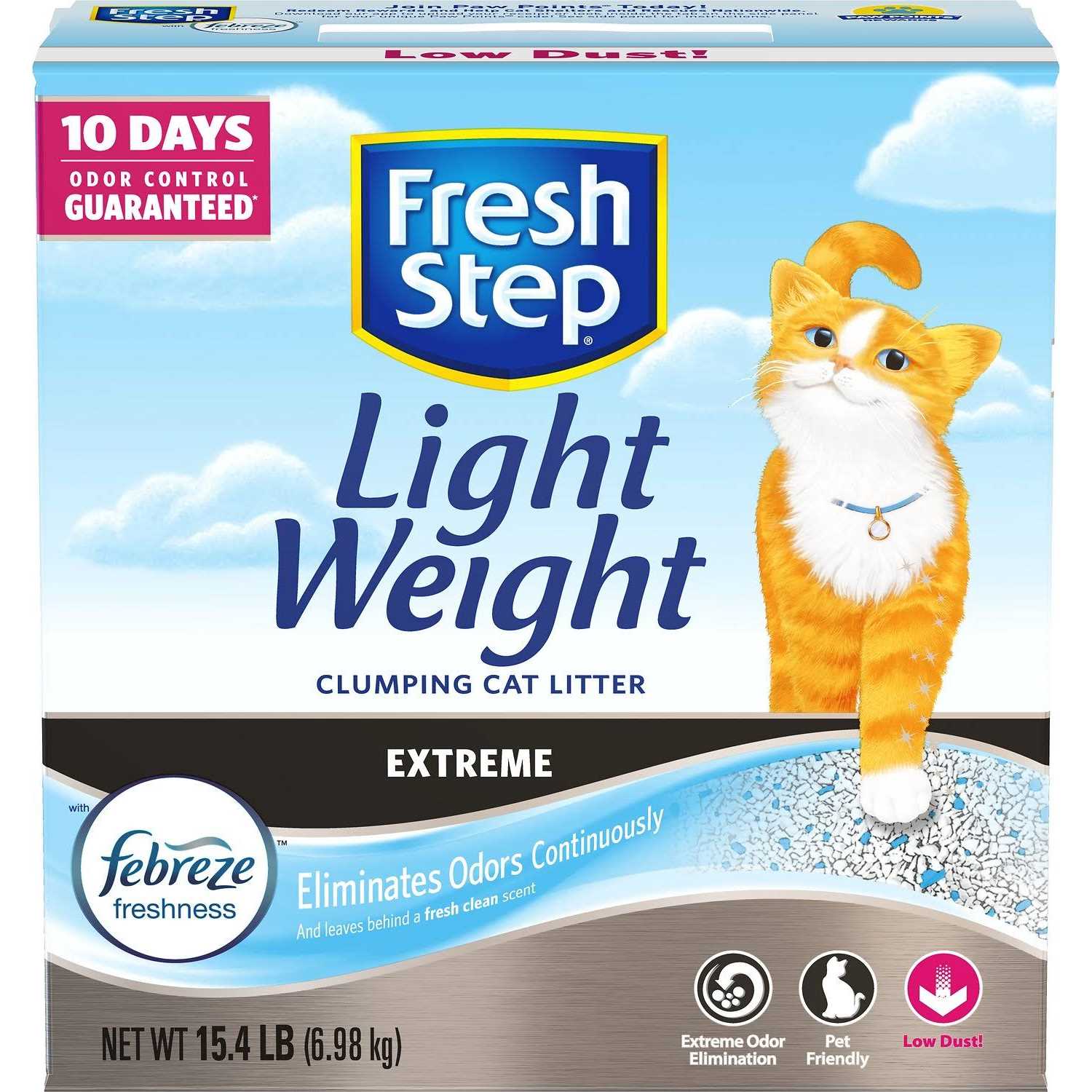 Fresh Step Lightweight Extreme with Febreze Freshness Clumping Cat Litter, Scented – 15.4 lb box