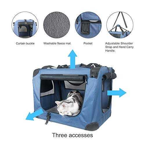 Prutapet Large Cat Carrier Soft-Sided Portable Pet Crate for Car Traveling with Collapsible Litter Box and Bowl