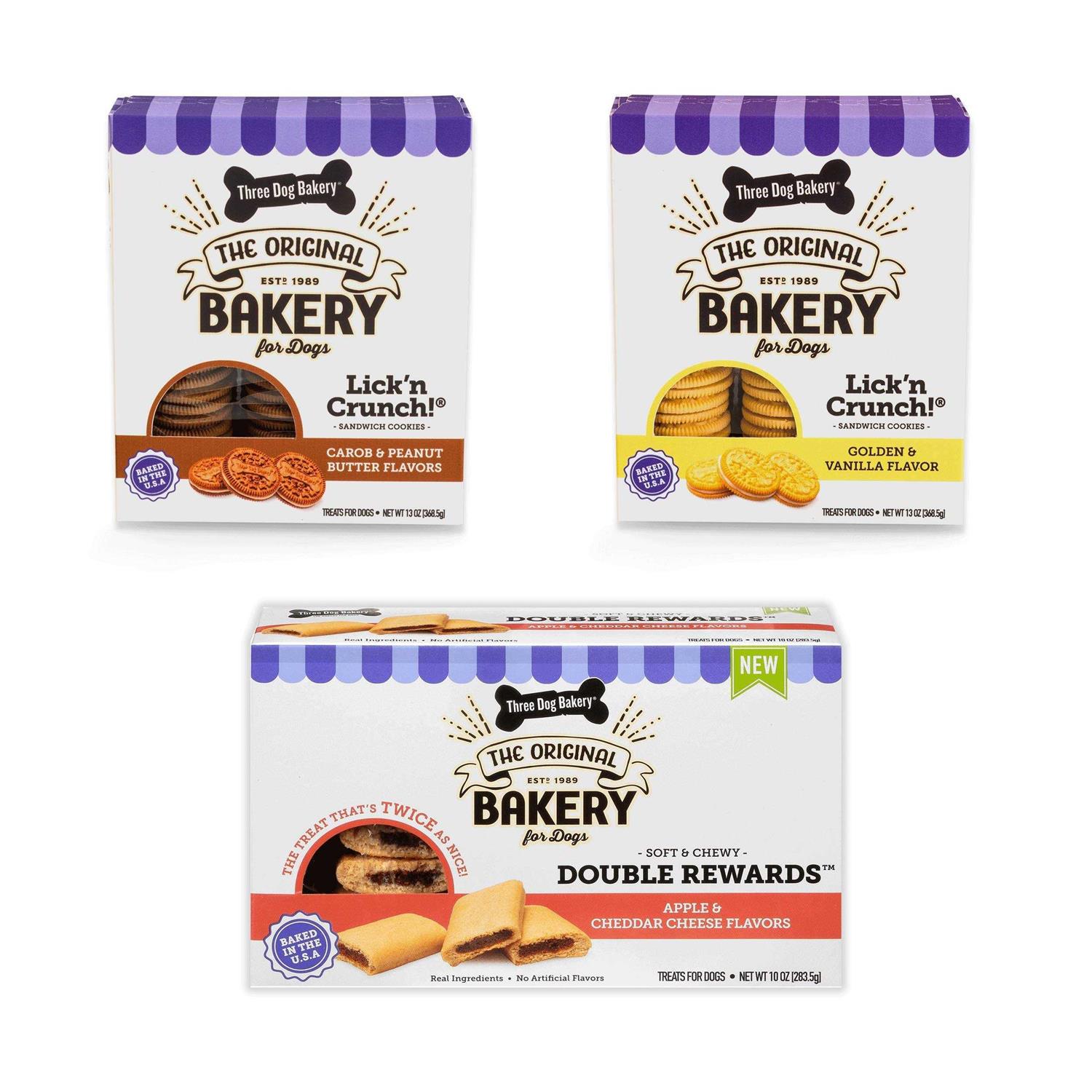 Three Dog Bakery Classic Cookies Variety Pack Premium Treats for Dogs