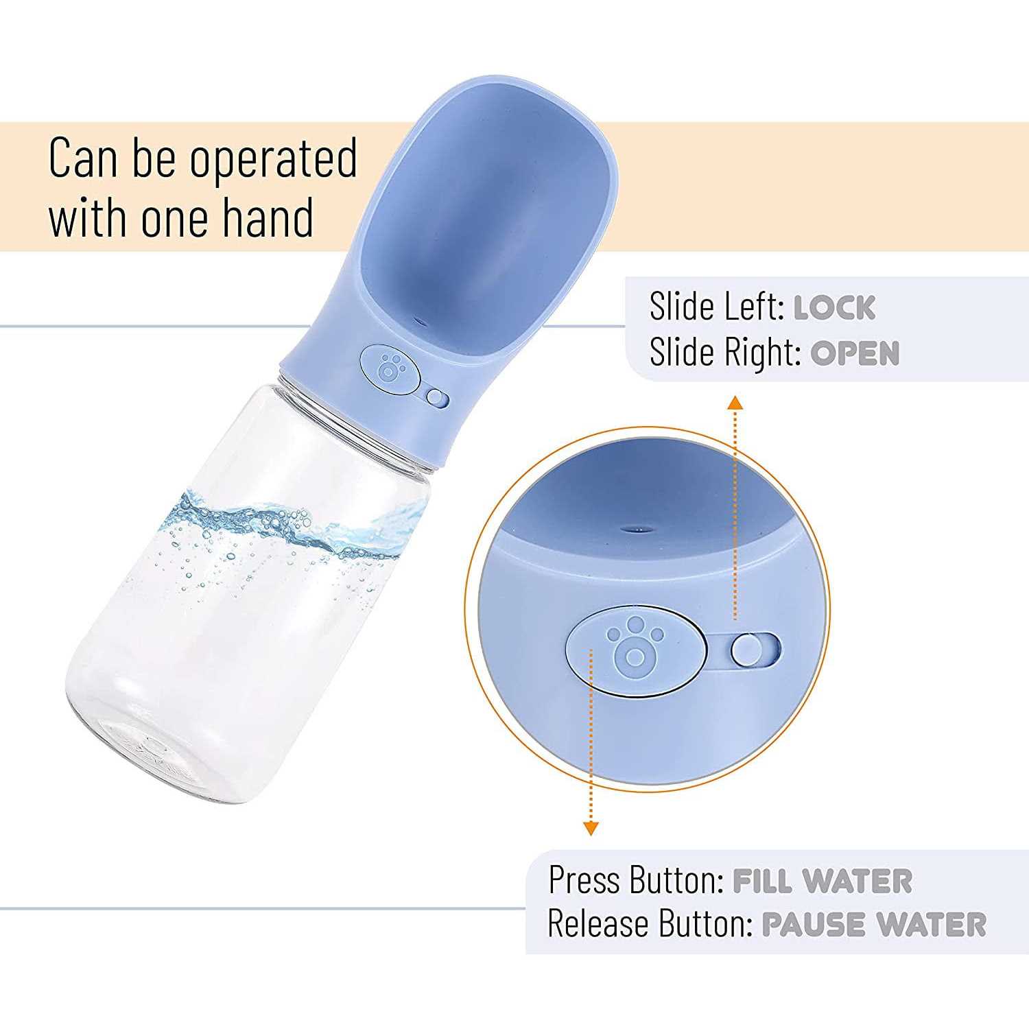 Mr. Pen Dog Water Bottle 19oz Large Blue Portable Dog Water Bottle