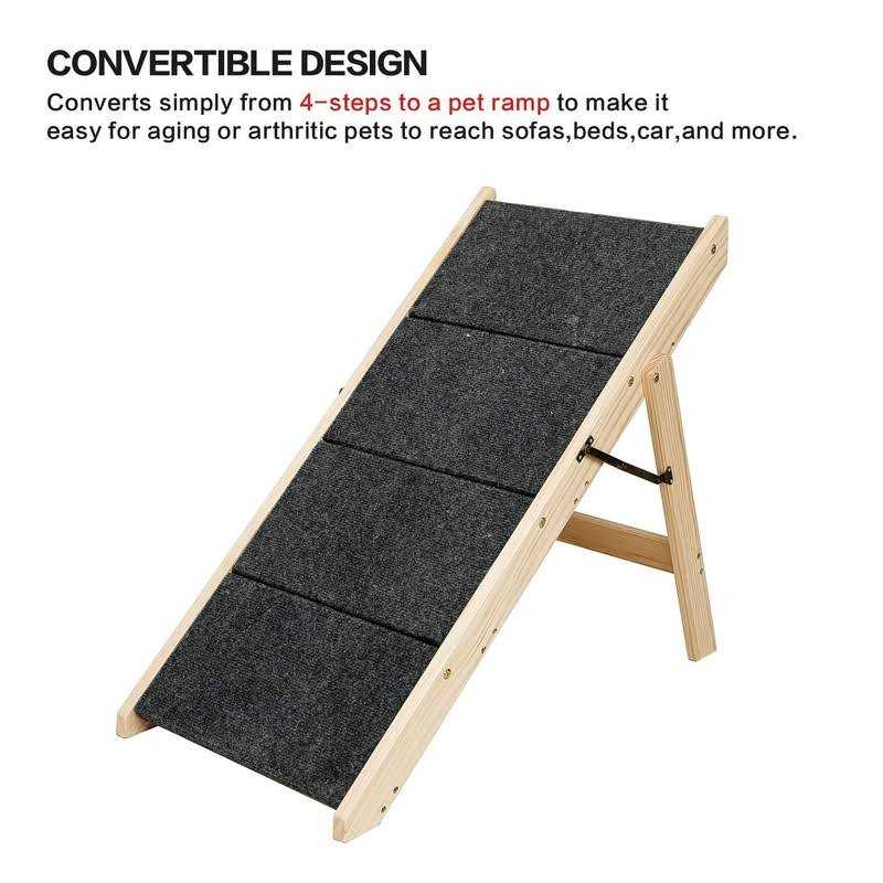 Mewang Wooden Dog Stairs/Steps Foldable 4 Levels Pet Stairs & Ramp Perfect for Beds and Cars