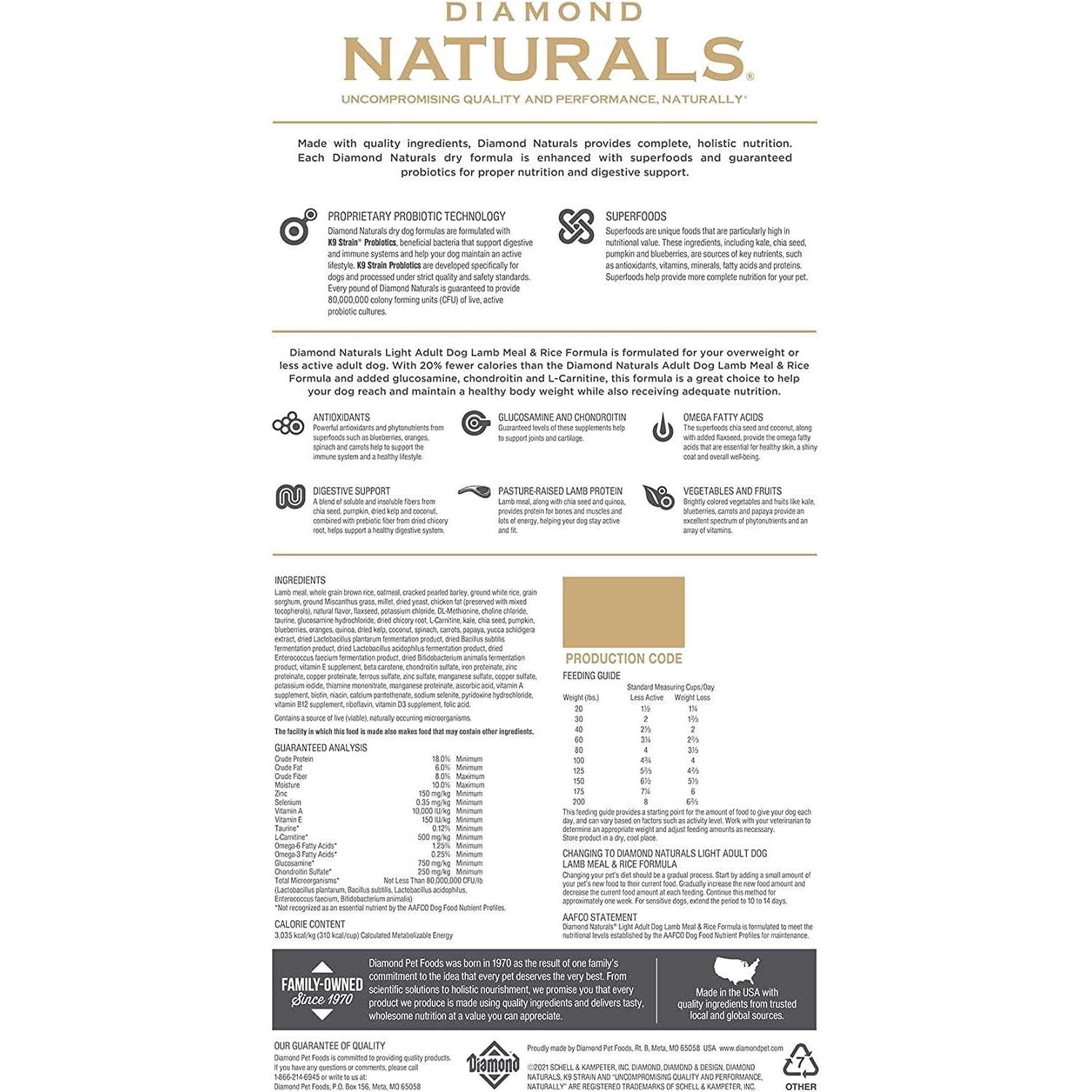 Diamond Naturals Light Lamb Meal & Rice Adult Dry Dog Food