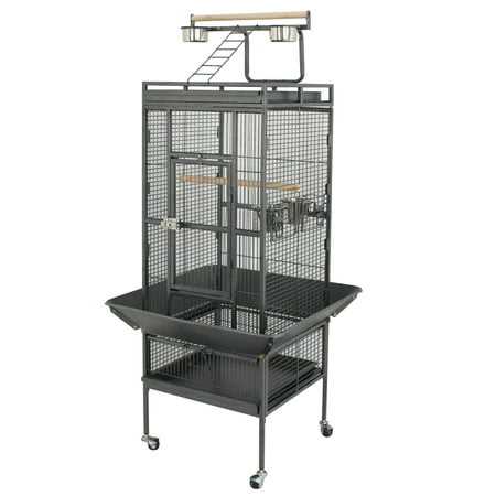 Homgarden 61-in 2in1 Large Bird Cage Play Top W/Rolling Stand for Medium Parrot Bird Black Iron Frame, Size: 61-Inch