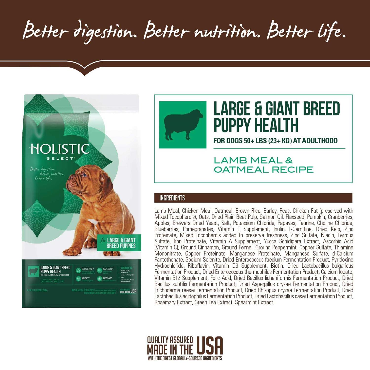 Holistic Select Large Giant Breed Puppy Health Lamb Meal Oatmeal Dry Dog Food
