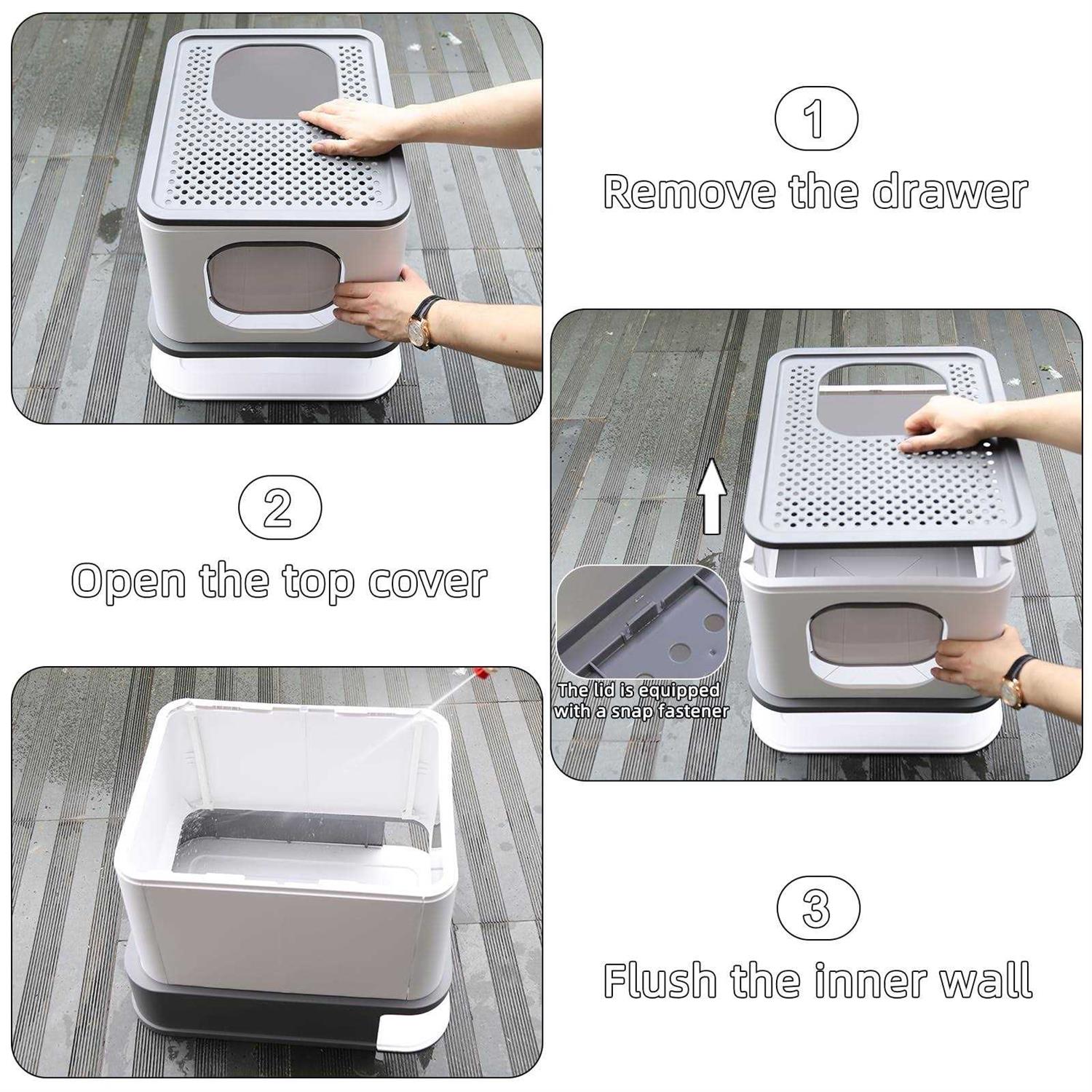 RIZZARI Millions Sold Wordwide Cat Litter Box Large Top Entry Anti-Splashing Litter Box with Lid