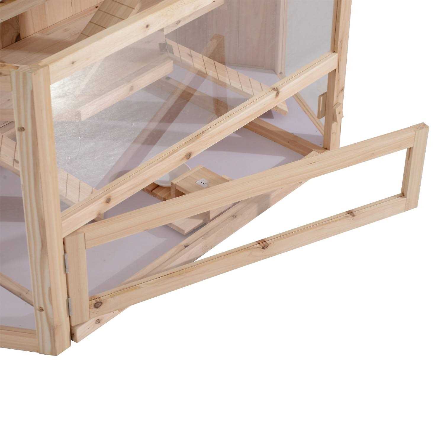 PawHut 3 Tier Wooden Large Hamster Cage Small Animal House with Slide and Activity Center