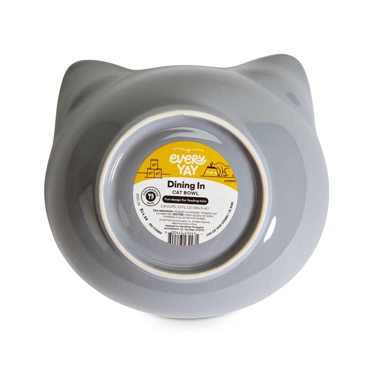 EveryYay Dining In Cat Head Ceramic Cat Bowl