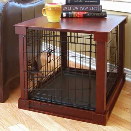 Merry Products Double Door Furniture Style Dog Crate, Mahogany, 30 inch