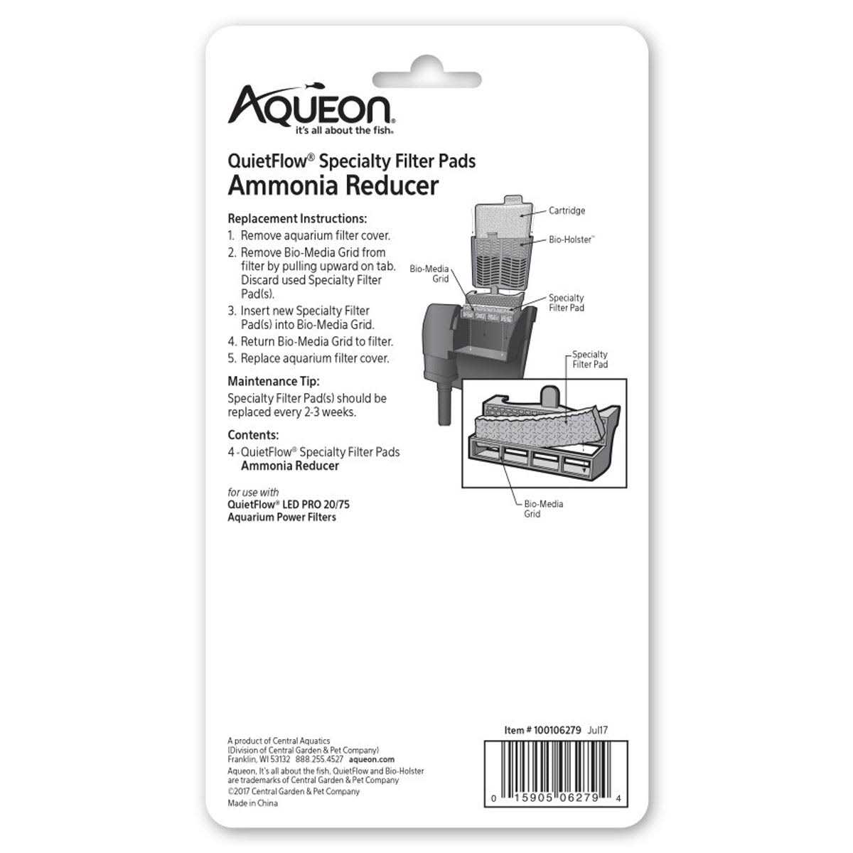 Aqueon QuietFlow Specialty Ammonia Reducer Filter Pads