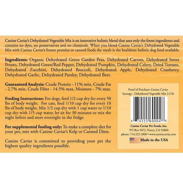 Canine Caviar Synergy Dehydrated Vegetable Mix Food Supplement