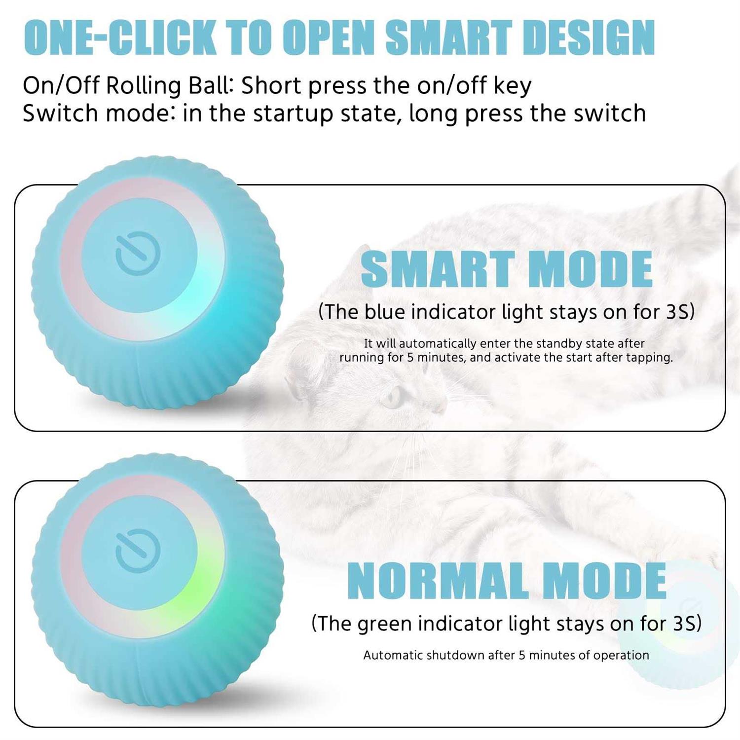 lupapa cat toy Ball intelligent funny cat Ball 360 degree rotatable with led light cat interactive toy usb rechargeable toy b