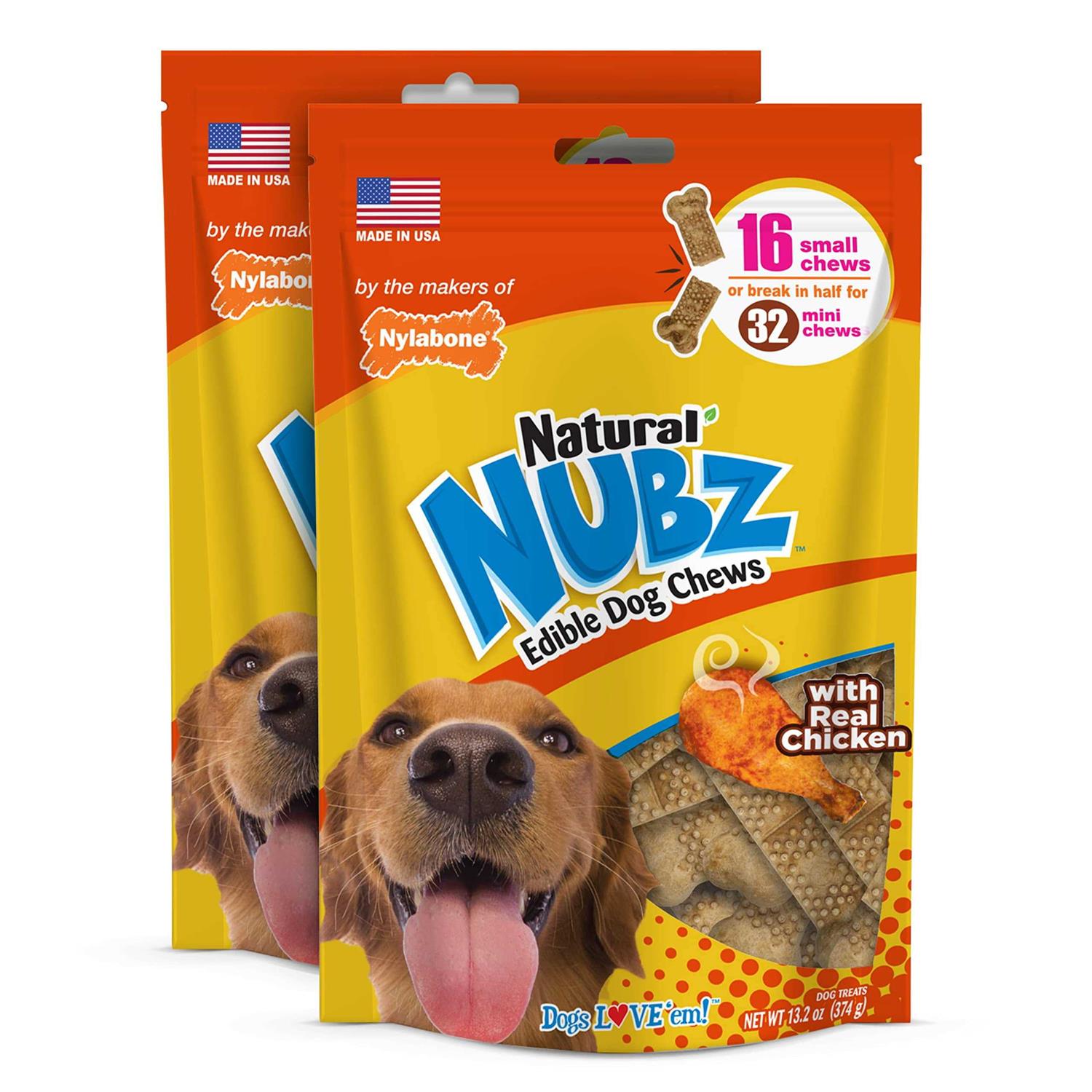 Nylabone Nubz Chicken Dog Treats, Small, 32 count