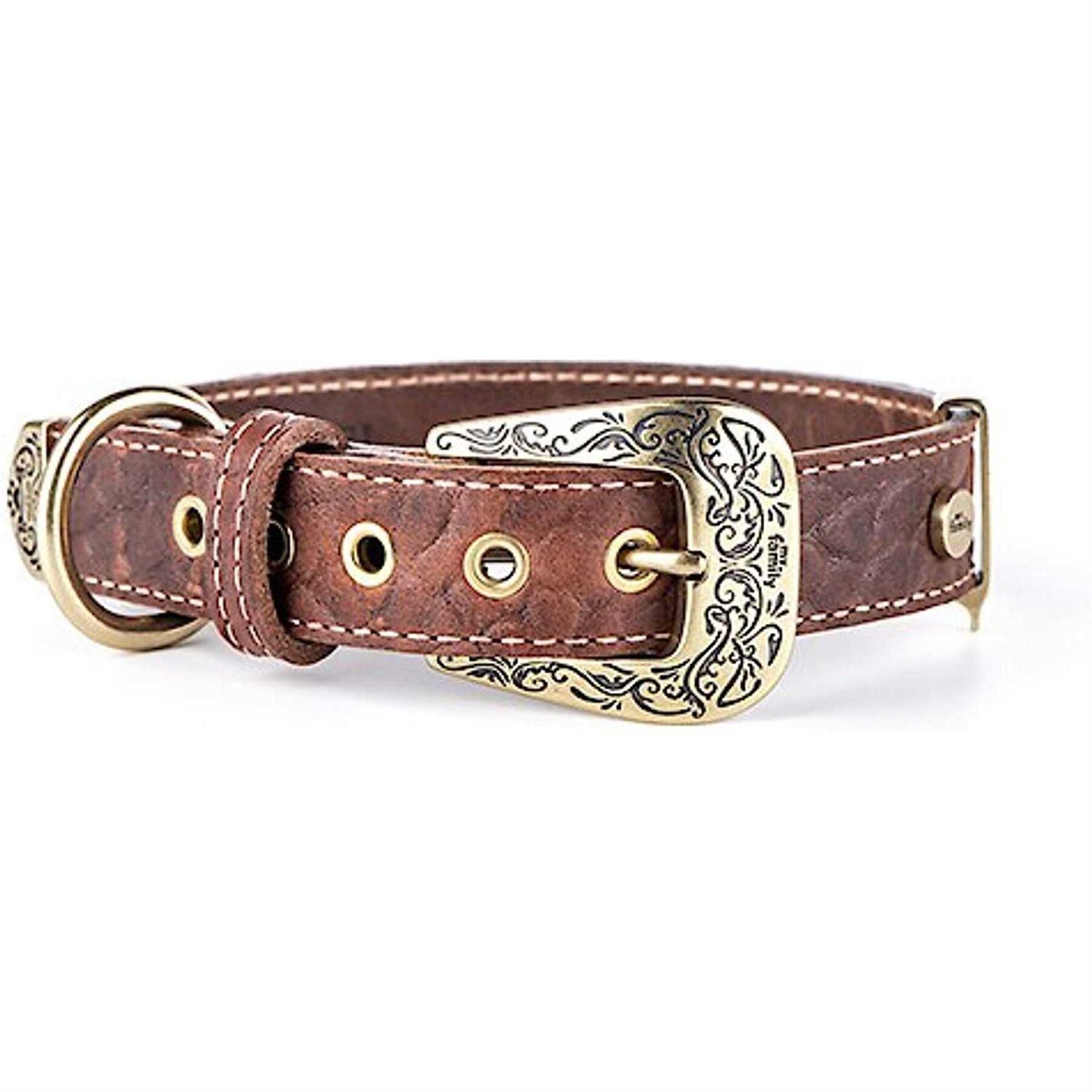 MyFamily El Paso Genuine Embossed Italian Leather Dog Collar