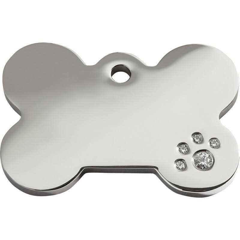 Red Dingo Diamante Pet ID Tag Bone