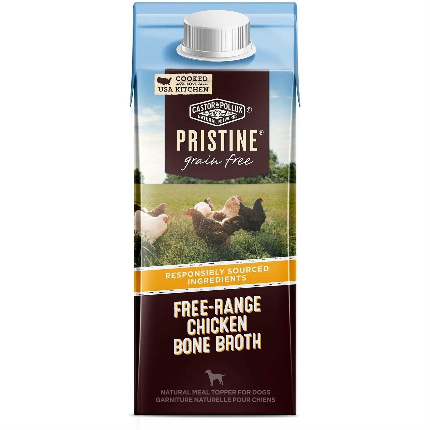 Castor Pollux Pristine Free-Range Chicken Bone Broth Grain-Free Dog Food Topper