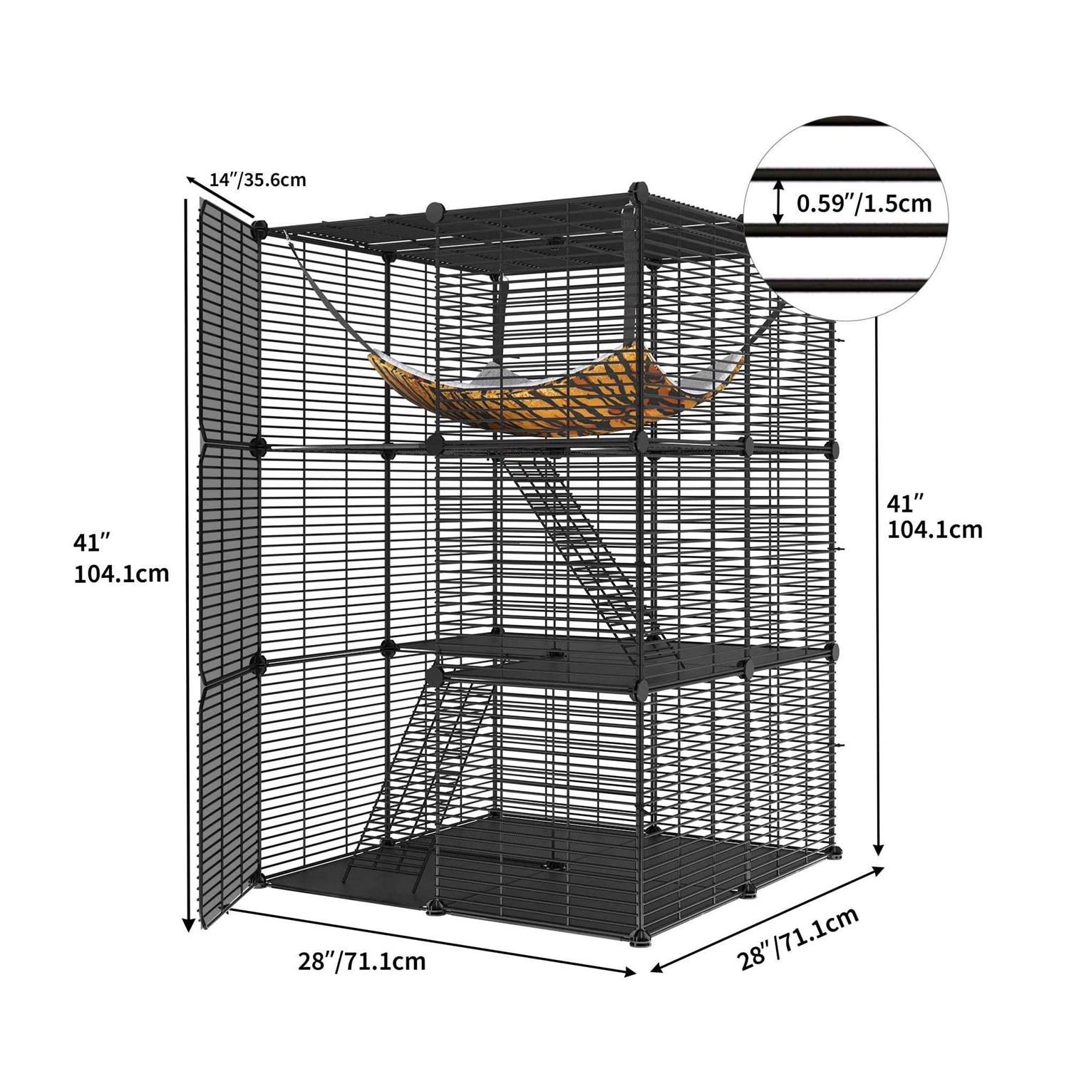 Dextrus Cat Cage Cat Enclosures Cat Kennel with Extra Large Hammock for 1-2 Cats