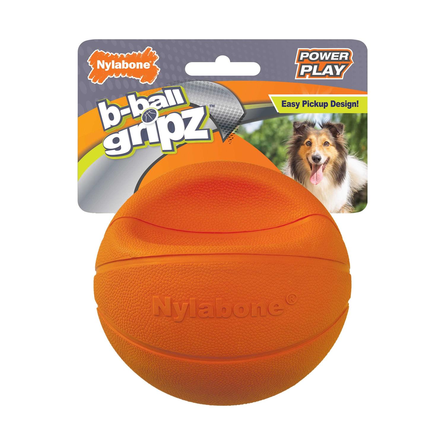 Nylabone Power Play Basketball B-Ball Gripz Dog Toy
