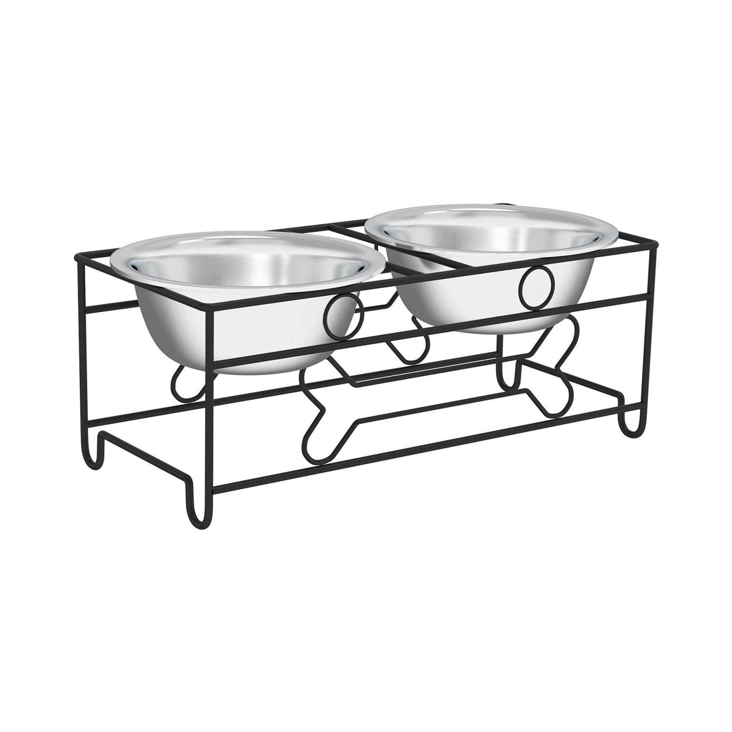 Pet Adobe Modern Double Elevated Dog Bowls 177748ZMA